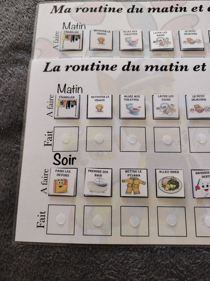 2 fiches plastifiées routine du matin et du soir - photo numéro 5