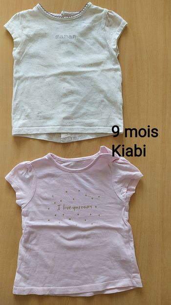 Lot de 2 t-shirt manches courtes 9 mois Kiabi