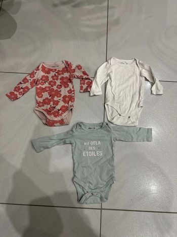 Lot de 3 bodies manches longues 12 mois