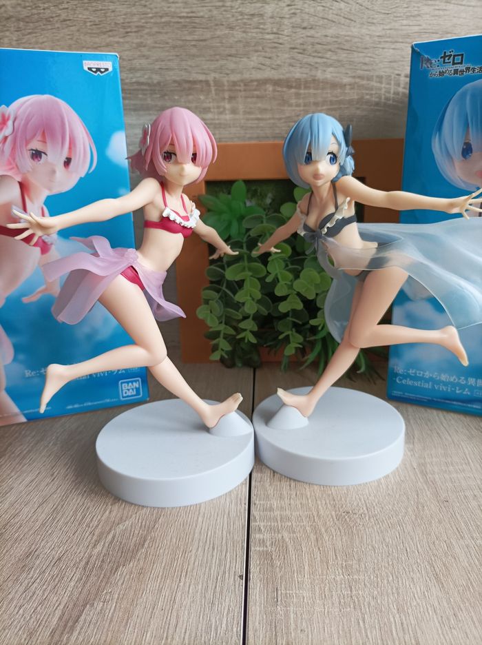 Lot 2 figurines Rem et Ram Re Zero banpresto celestial vivi Bandai - photo numéro 2