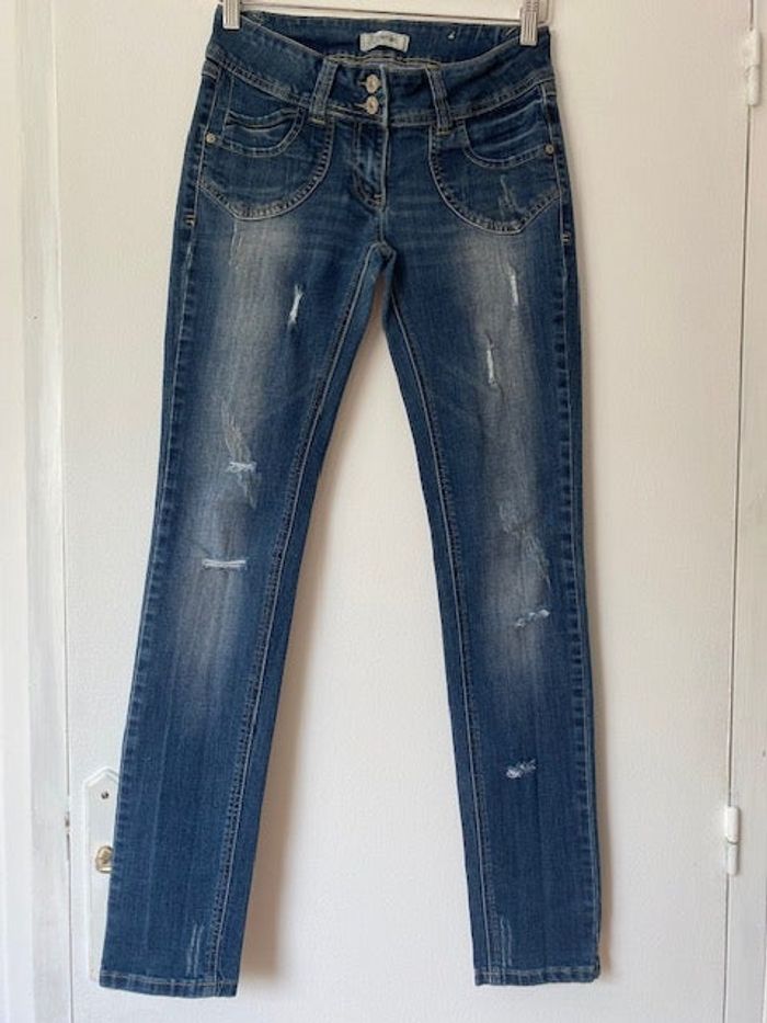 Jean slim effet usé