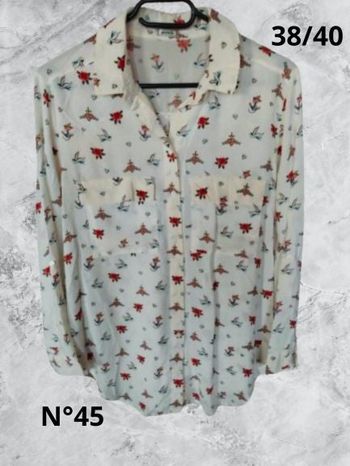 N°45 Chemise blanc/dessin T38/40. Pimkie.