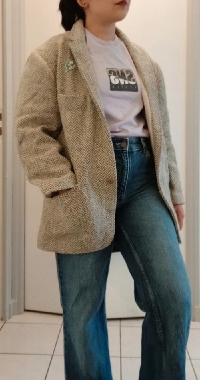 Manteau mi-long vintage gris - photo numéro 2