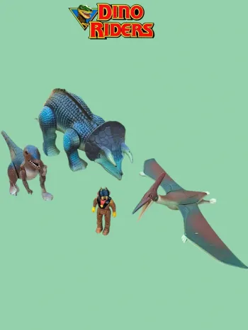 Dinosaure Dinoriders deinonychus+ triceratops + Pteranodon +figurine tyco vintage AB