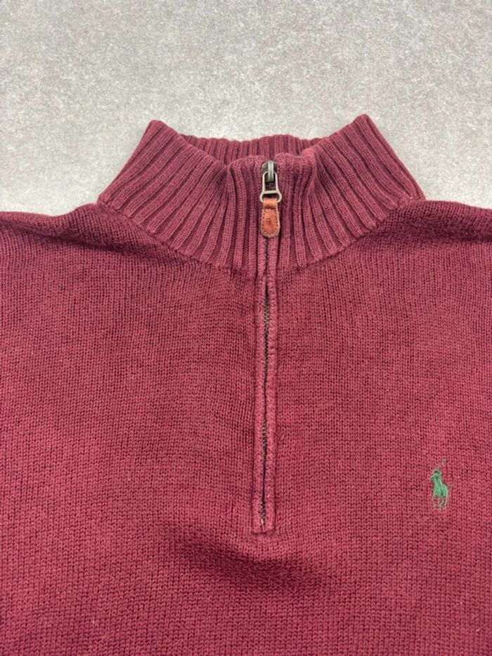 Pull d’hiver half zip 1/4 zip Ralph Lauren rouge col camionneur taille M - photo numéro 7