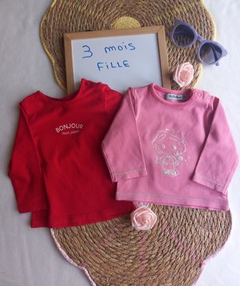 2 maillots longue manche fille 👧 3 mois