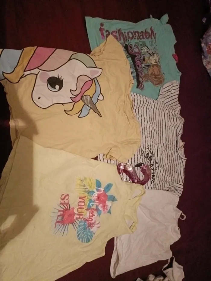 Lot 5 tee shirts hauts orchestra monster high licorne flamant rose 10 ans