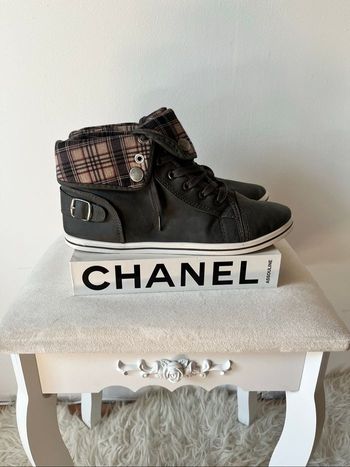 Baskets 2 en 1 grises motif carreaux T40 BE 👟