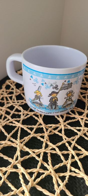 tasse enfant  souvenir bretagne bleu