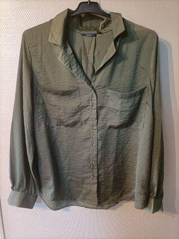 Chemise vert kaki satin