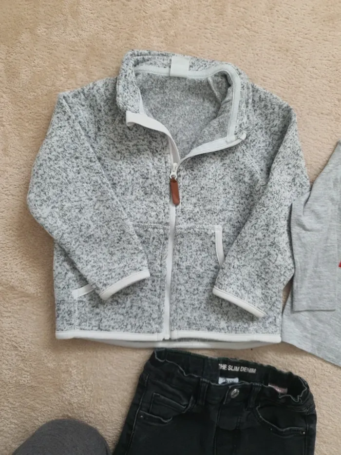 12/18 mois lot mi saison garçon jean cargo veste polaire tshirt - photo numéro 6