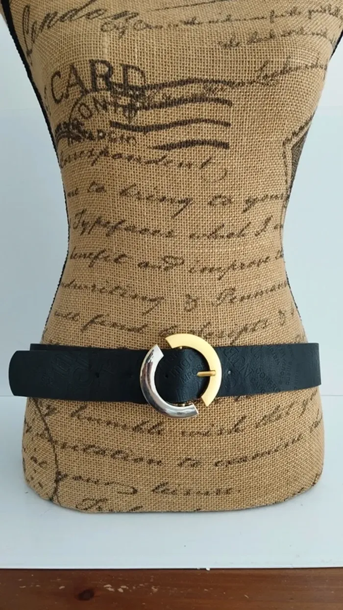 Ceinture noire boucle doré 95 cm femme - photo numéro 2