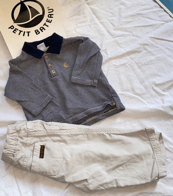 Ensemble polo petit bateau et pantalon Cyrillus  6 mois