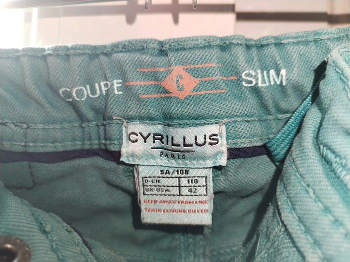 Pantalon jean vert menthe - coupe slim 5 Ans - photo numéro 4