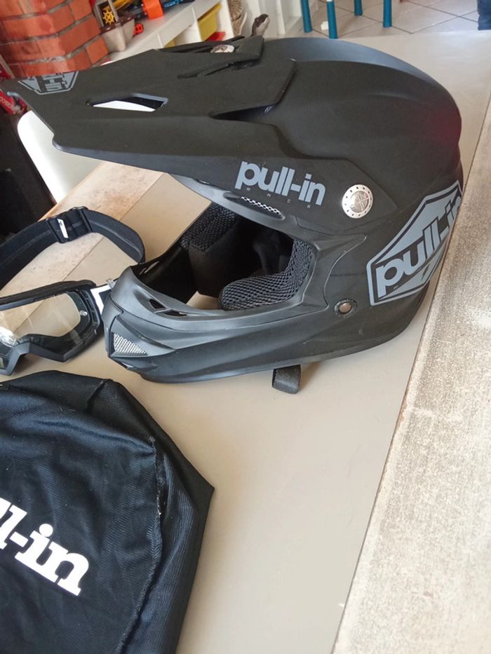 Casque moto enfant pull in race YM 50-51cm avec lunettes kenny - photo numéro 2