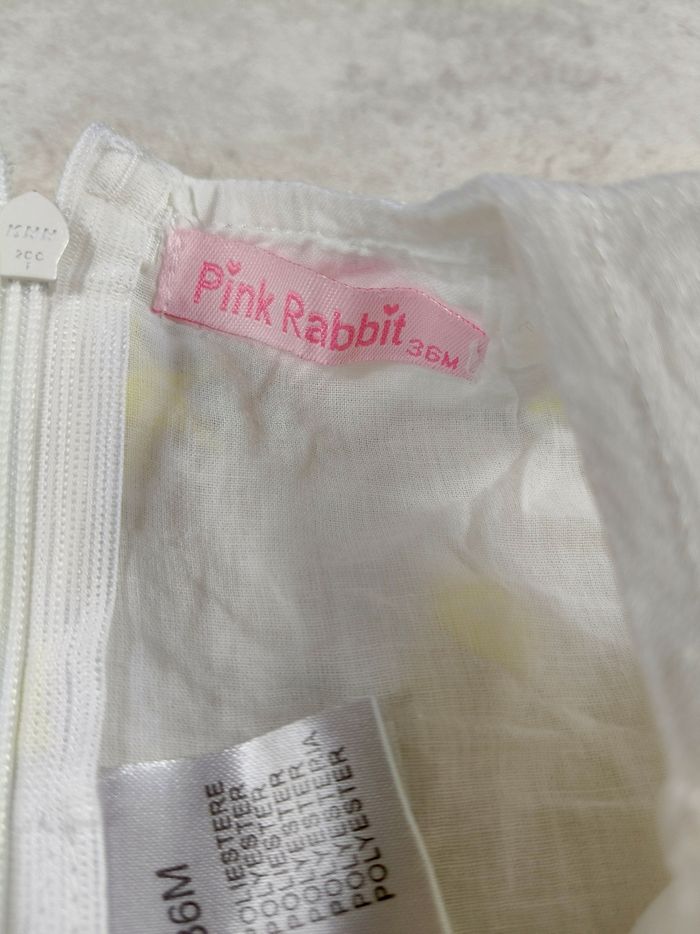 Robe blanche ruban jaune fille pink rabbit taille 36 mois - photo numéro 4