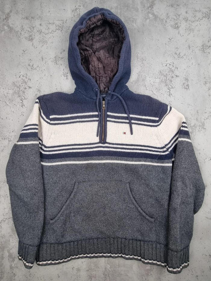 Pull 1/4 zip à capuche Tommy Hilfiger – Taille M Hommes (mesures en photos) - photo numéro 3