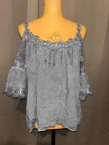 Blouse chic gris taille unique boutique Indépendante