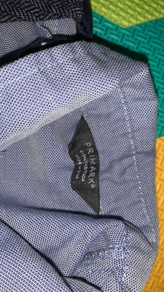 Ensemble Primark gris bleu 6-9 mois chemise noeud papillon veste - photo numéro 2