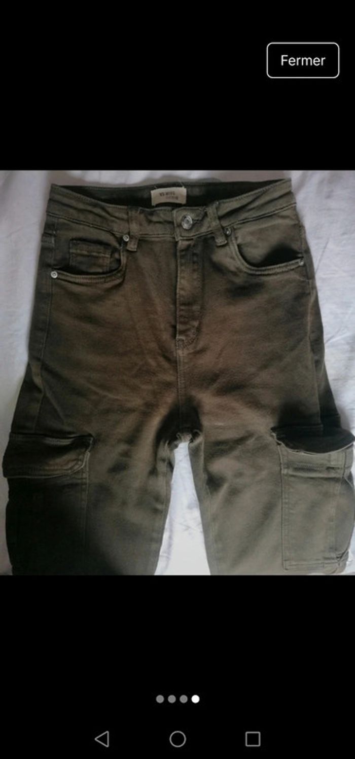 Jeans cargo vert kaki - photo numéro 4