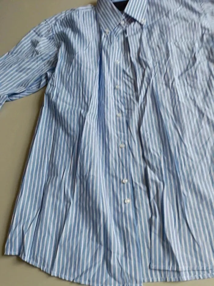 Chemise manches longues rayé bleu et blanc emporio fashion taille l - photo numéro 4