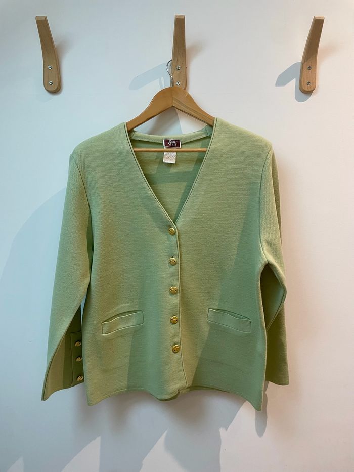 Gilet cardigan vert pastel coton acrylique Daxon taille 44