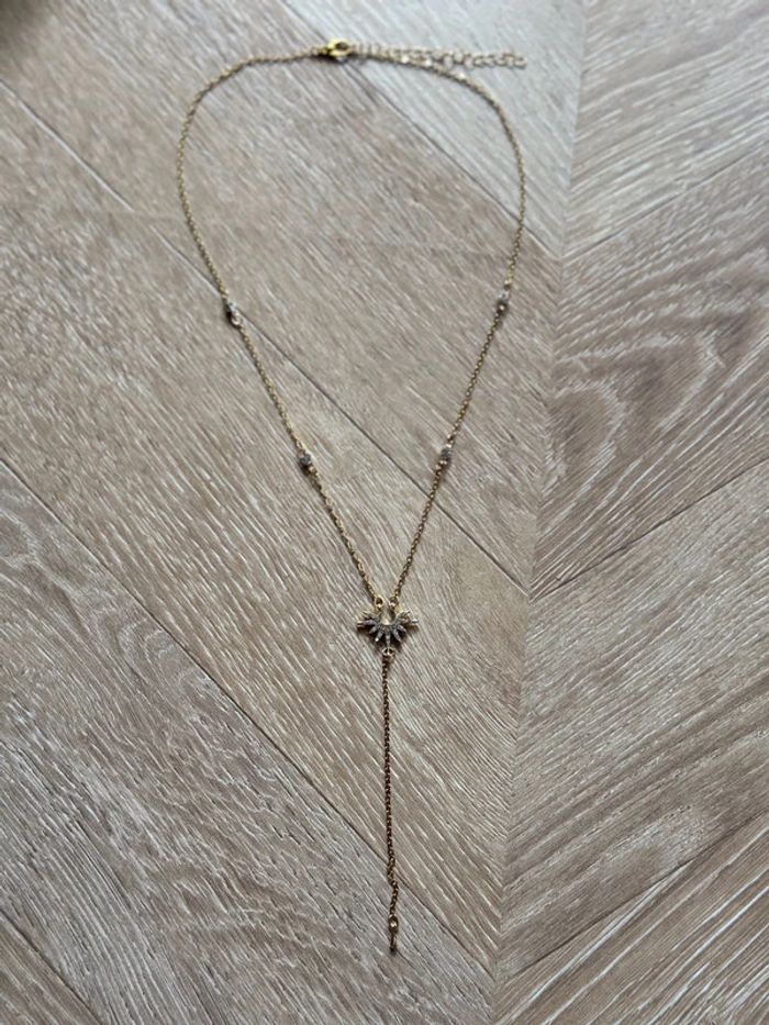Collier doré pendentif soleil, ajustable en acier inoxydable - photo numéro 2