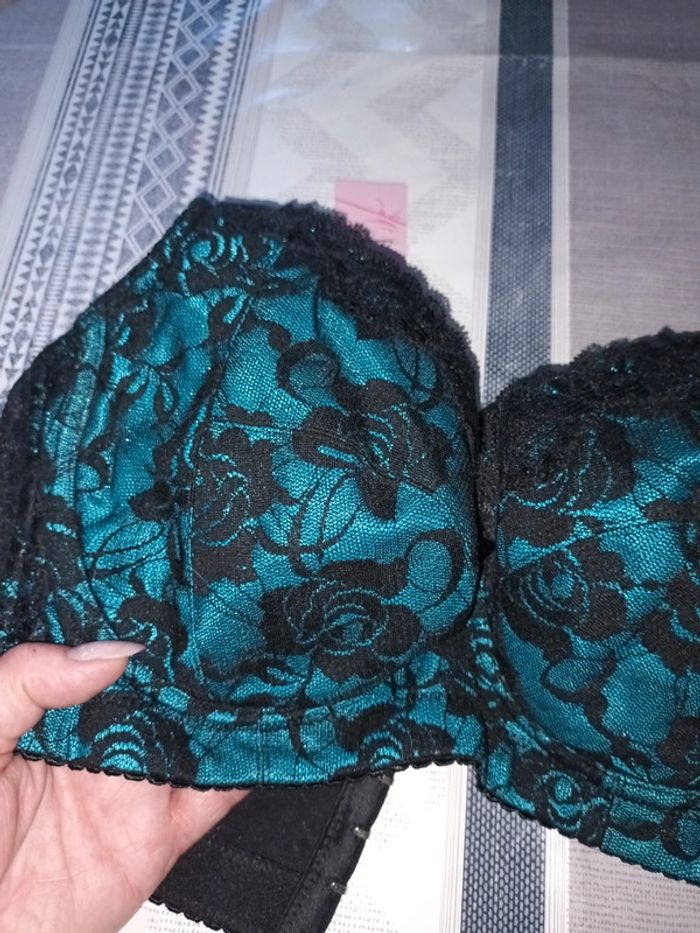 Soutien gorge noir et bleu vert - photo numéro 2