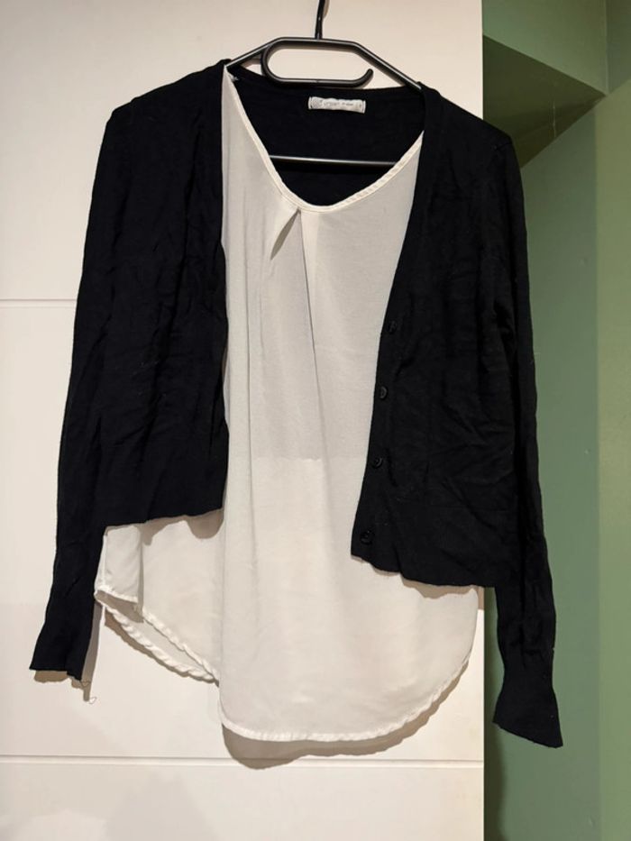 Pull noir tulle blanche - photo numéro 5