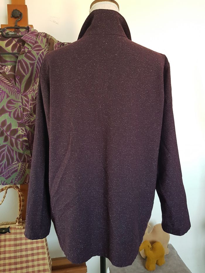 Veste femme lie de vin chiné. Mitsouki Paris, Made in France. Taille 4 (44/46). - photo numéro 3