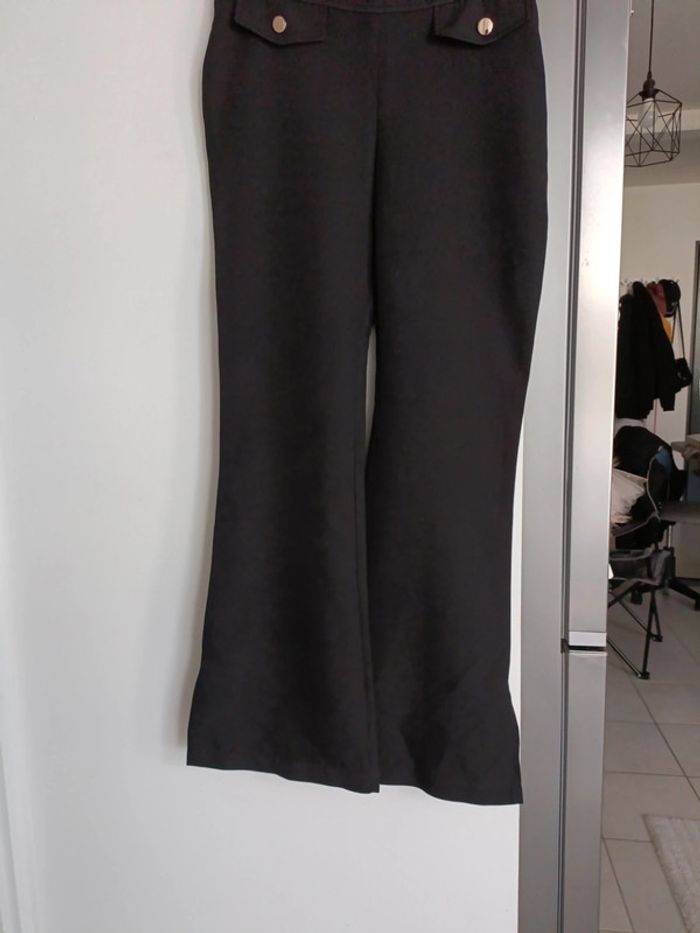 Pantalon noir Taille Haute large fluide avec fente Gemo – Taille 36 – Très bon état - photo numéro 2