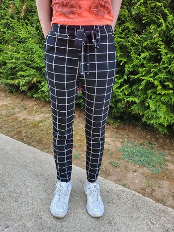 Pantalon à carreaux femme noir et blanc taille M