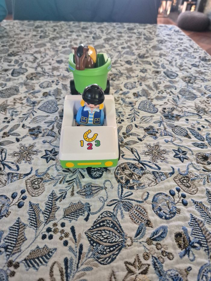 Playmobil 123 voiture avec remorque pour cheval - photo numéro 2