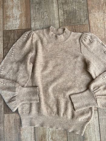 Pull Beige maille femme manches bouffantes