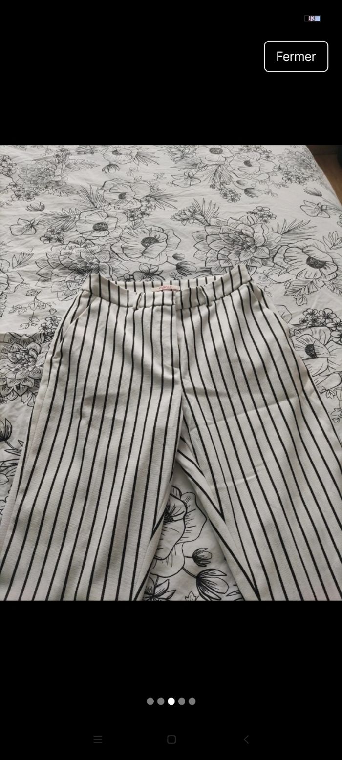 Pantalon rayé camaïeu taille haute 36. - photo numéro 3