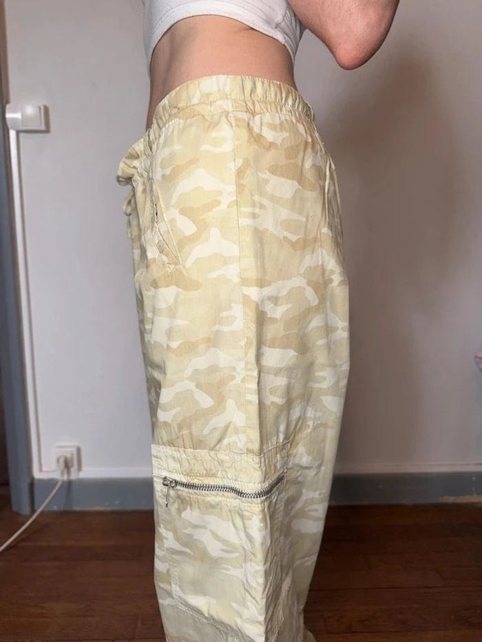 Pantalon cargo militaire camouflage vintage jambes larges taille basse - photo numéro 4