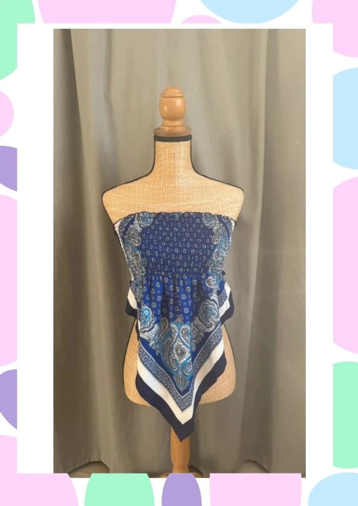 🟦 Haut bandana bleu smocké, neuf, Shein (Taille L) - photo numéro 2