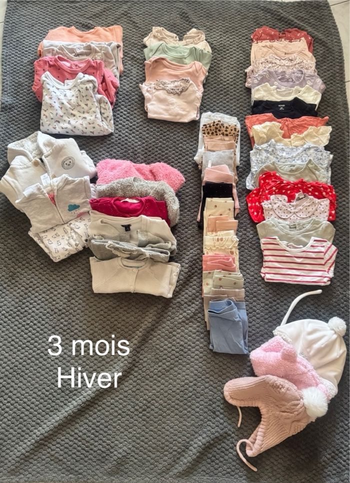 Lot vêtements fille 3 mois hiver (47 pièces)