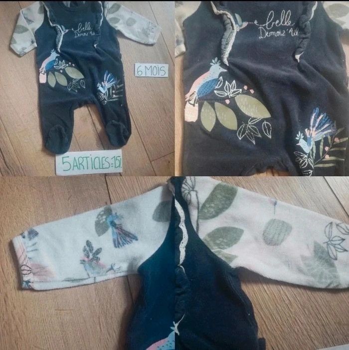 🌸 Lot pyjamas bébé fille 6 mois – velours – hiver 🌸 - photo numéro 5