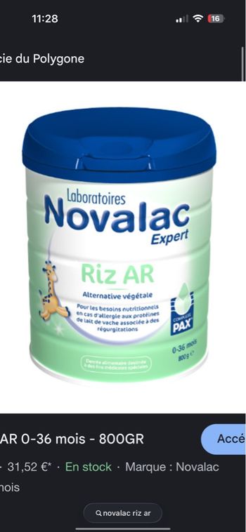 Lait novalac neonate 