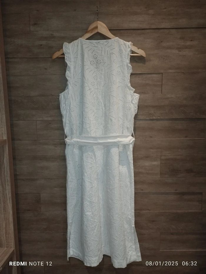 Robe longue Tommy Hilfiger blanc ajouré ceinture T36 - photo numéro 2