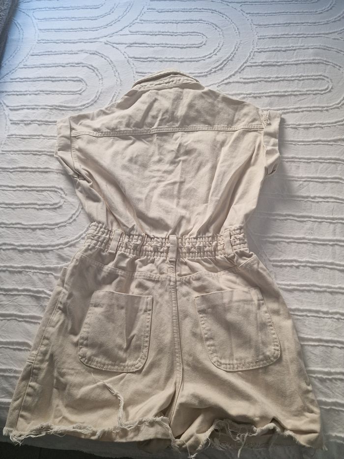 Combishort en jeans beige Zara XS - photo numéro 3