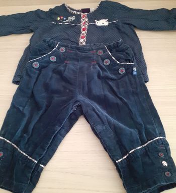 Ensemble bleu en velours fille