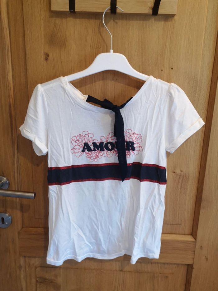 T-shirt Naf naf en blanc et bleu marine Xs