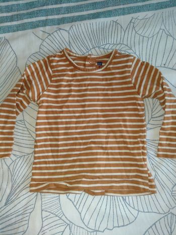 T-shirt manches longues rayé marron/ blanc 12 mois  Sucre d'Orges
