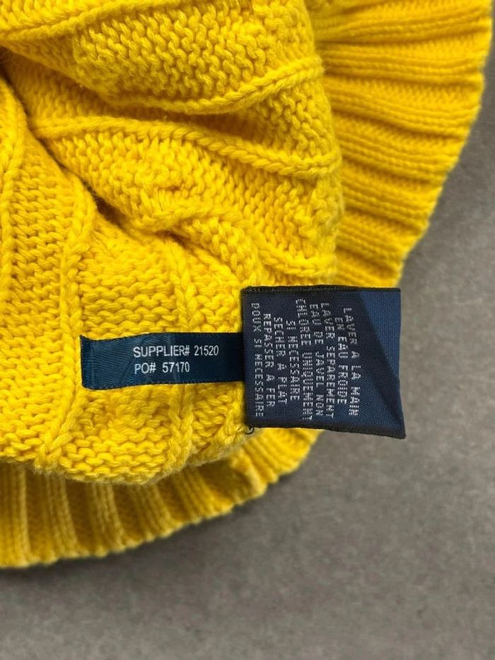 Pull d’hiver torsadé en maille Ralph Lauren jaune col rond taille L - photo numéro 10