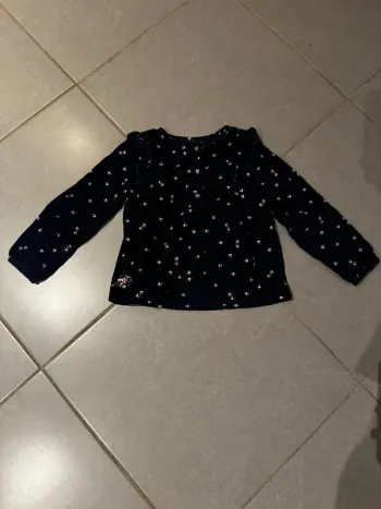 Blouse avec boutonnière sur le devant en velours - Sergent Major - Bleu marine - 6 ans