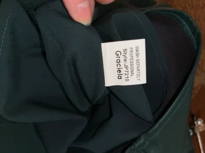 Jupe imitation cuir vert sapin, jupe courte taille L - photo numéro 11