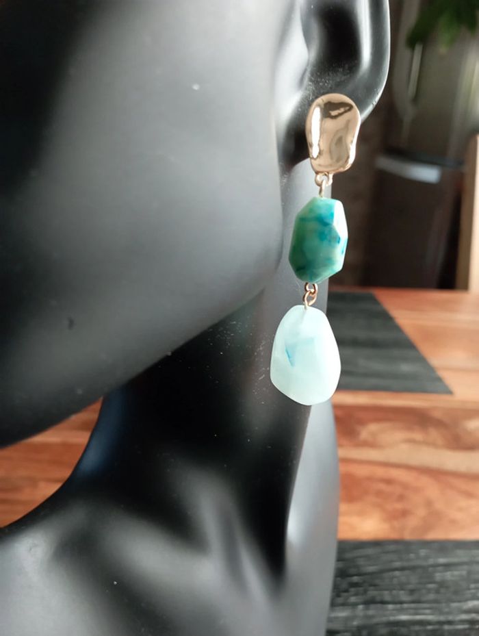 Boucles d'oreilles turquoise et doré