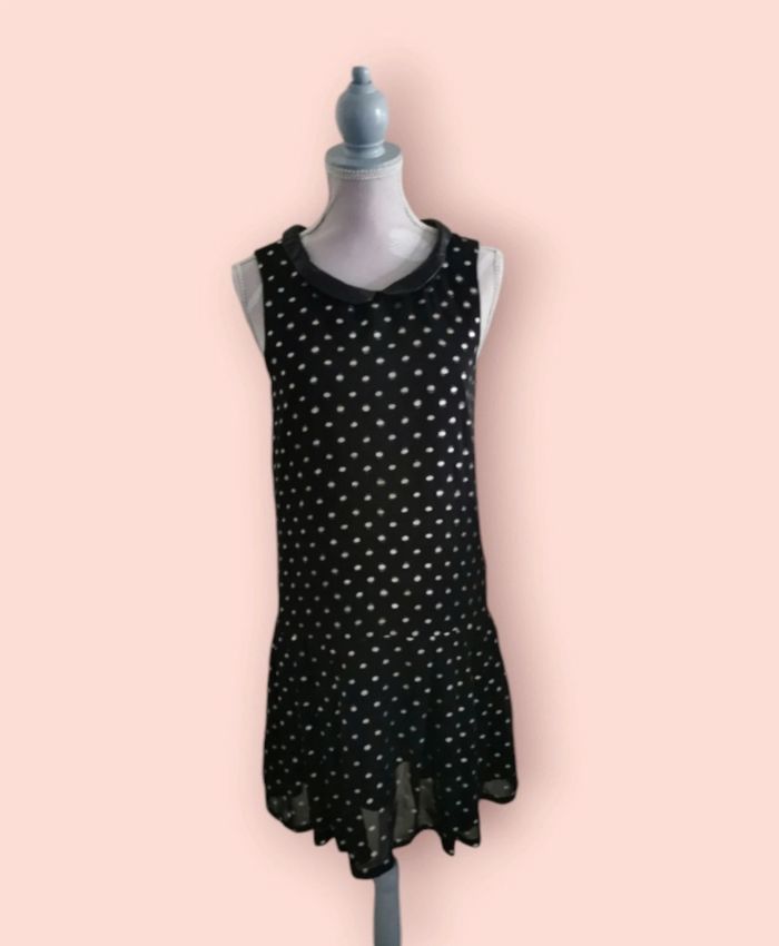 Robe Orchestra noire avec pois dorés col simili cuir taille 10 ans